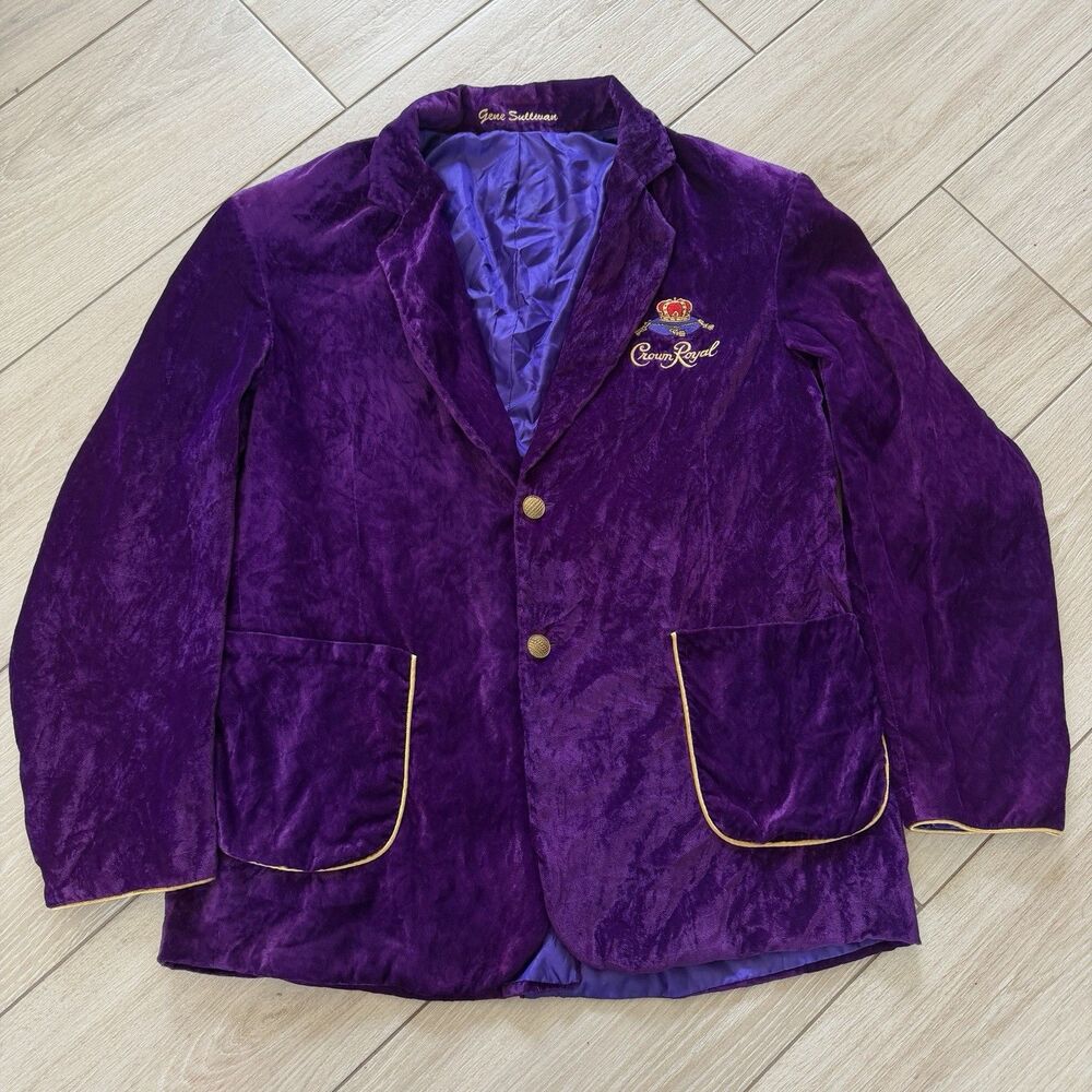CROWN ROYAL Mens Purple Blazer Jacket Gene Sullivan Costume Halloween